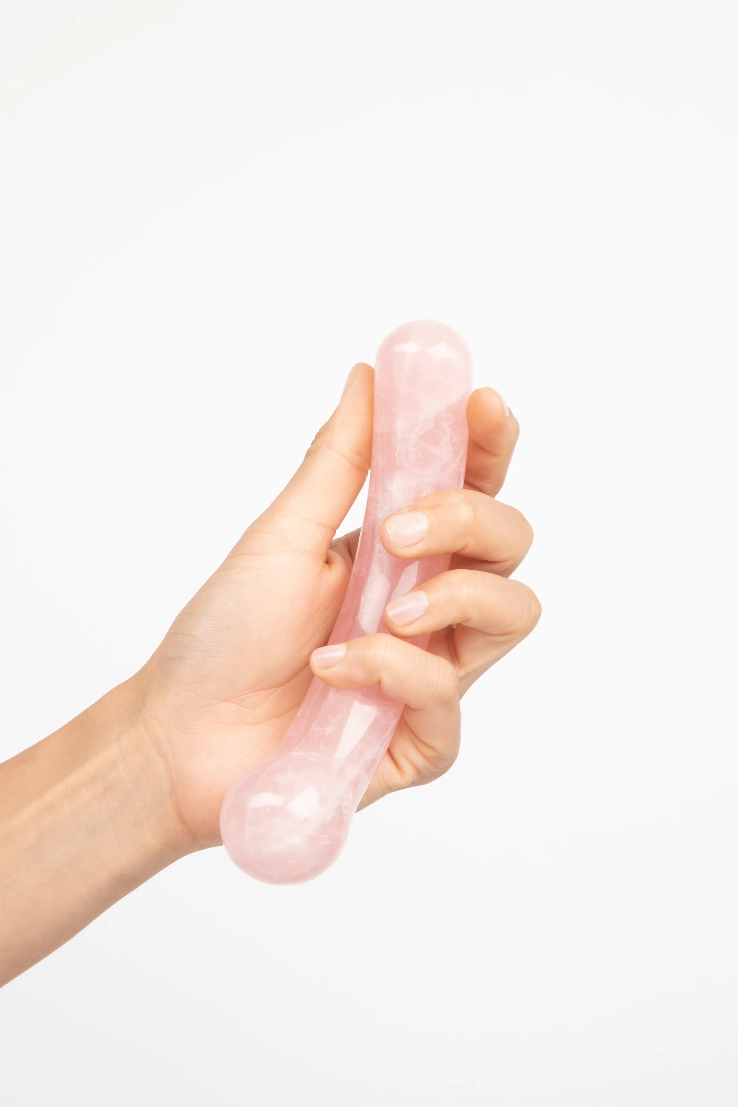 Curve Rose Quartz Crystal Dildo with G-Spot Curve