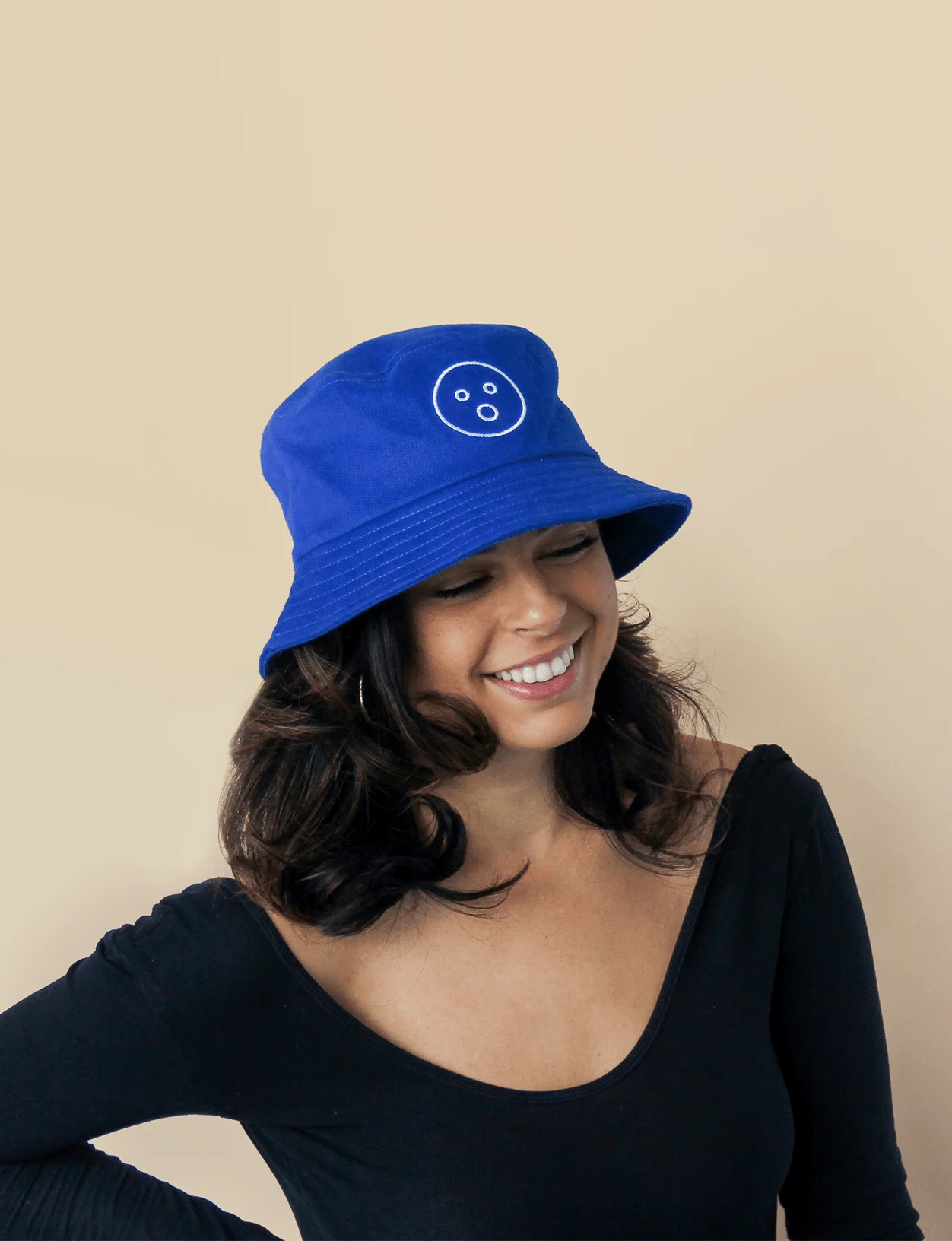 O-Face Bucket Hat in Royal Blue Brushed Cotton Twill