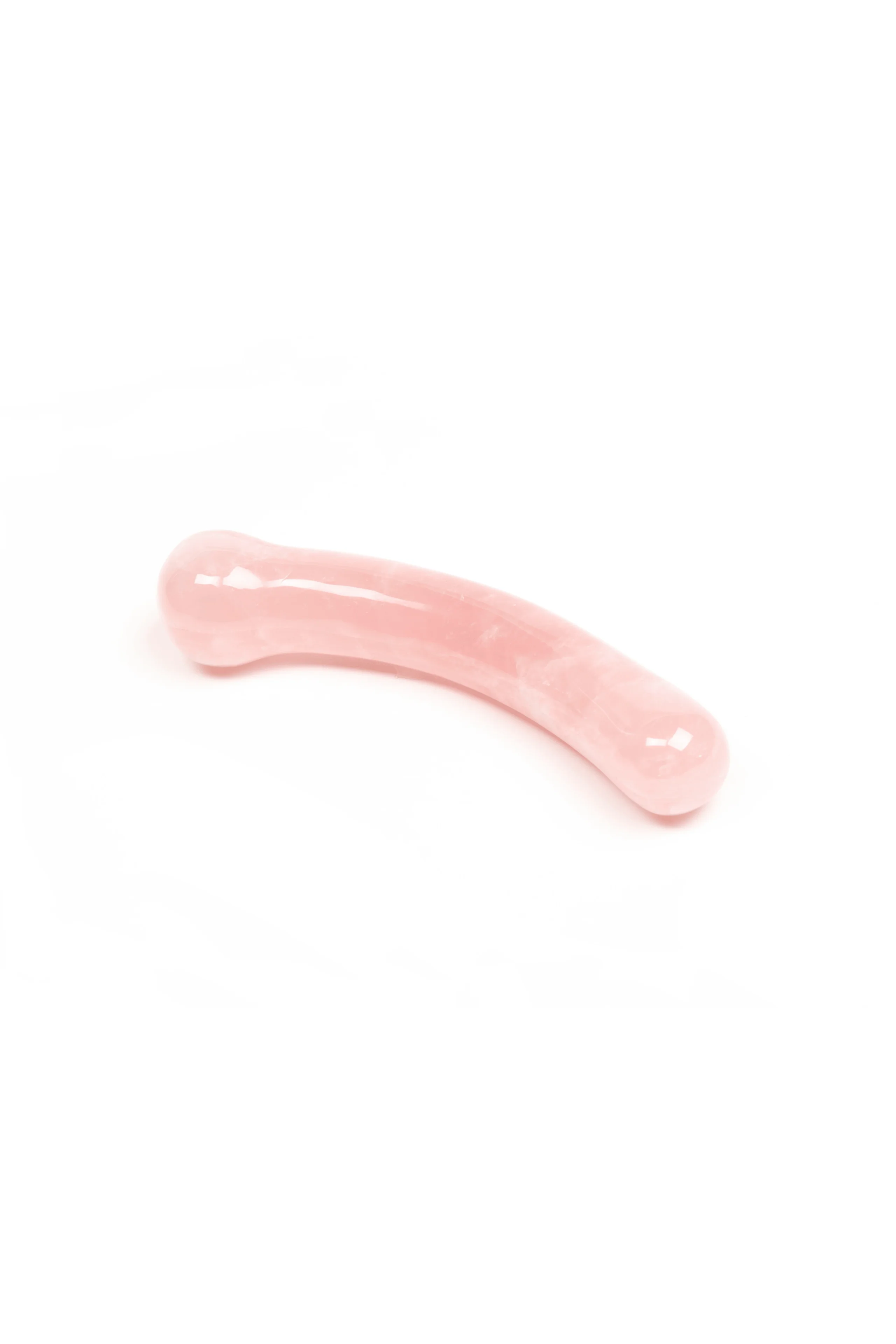 Dildo in Cristallo di Quarzo Rosa Curvo con Curva per il Punto G