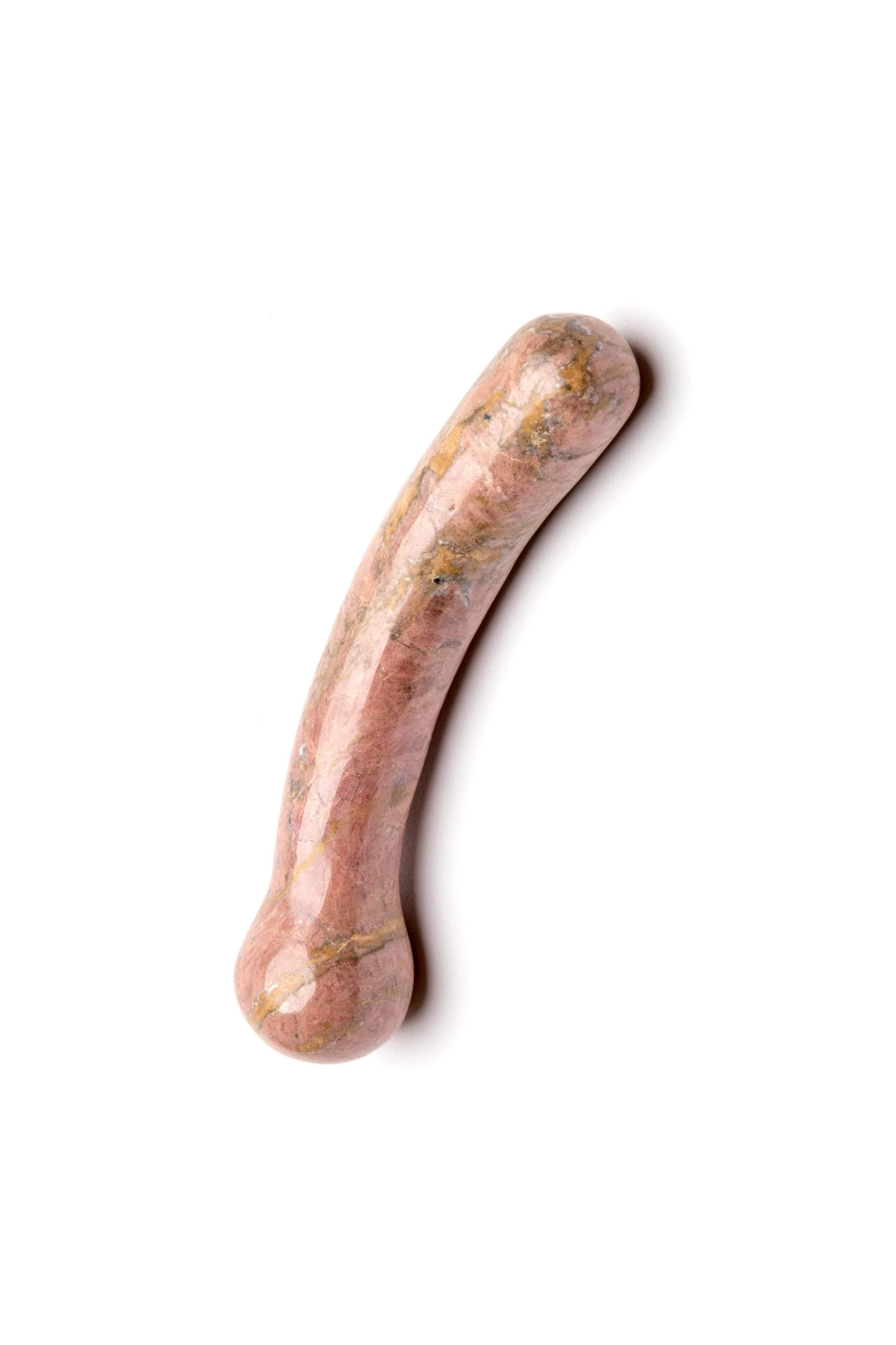 Anahata Curve Crystal Dildo in Pure Rhodonite