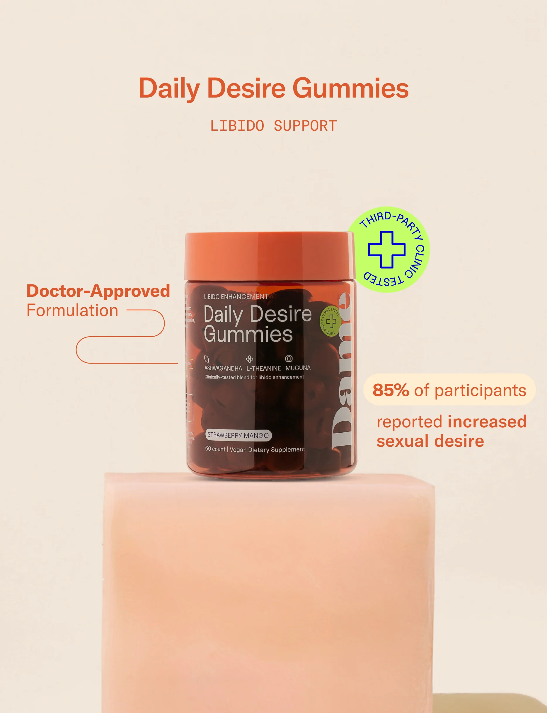 Desire Gummies Libido Supplement for Women with Strawberry-Mango Flavor