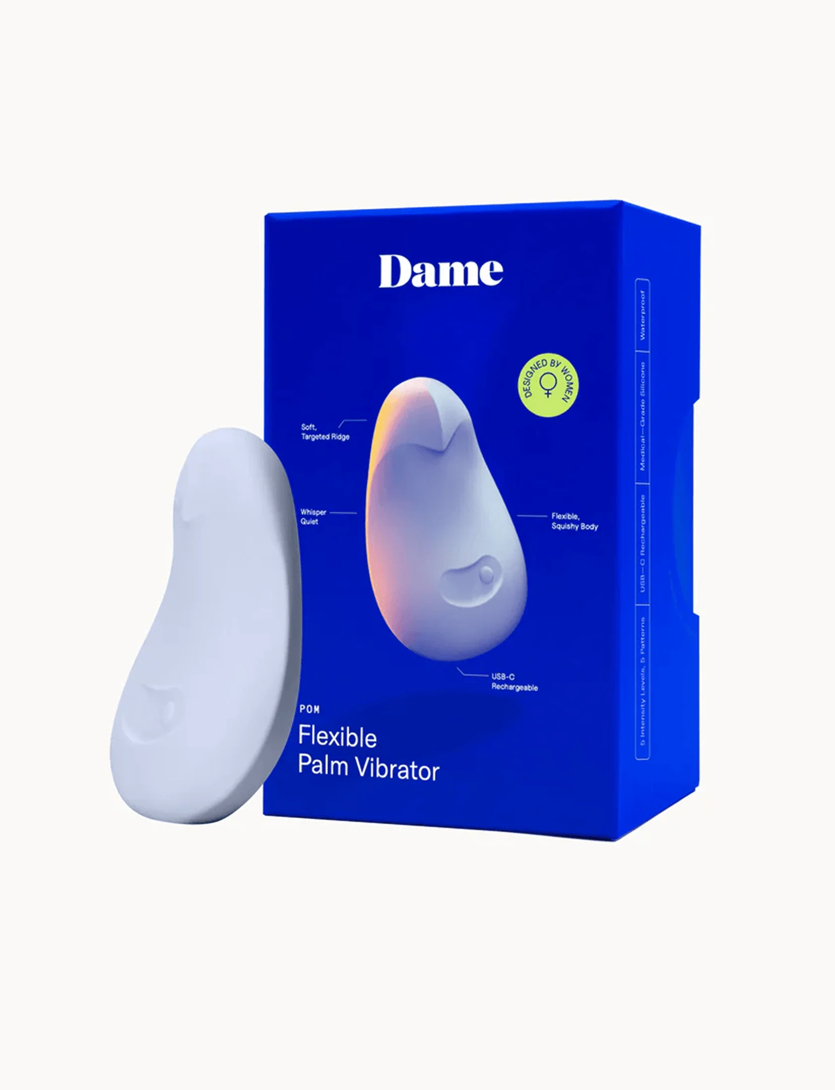 Vibrador de palma suave y flexible Pom con múltiples velocidades