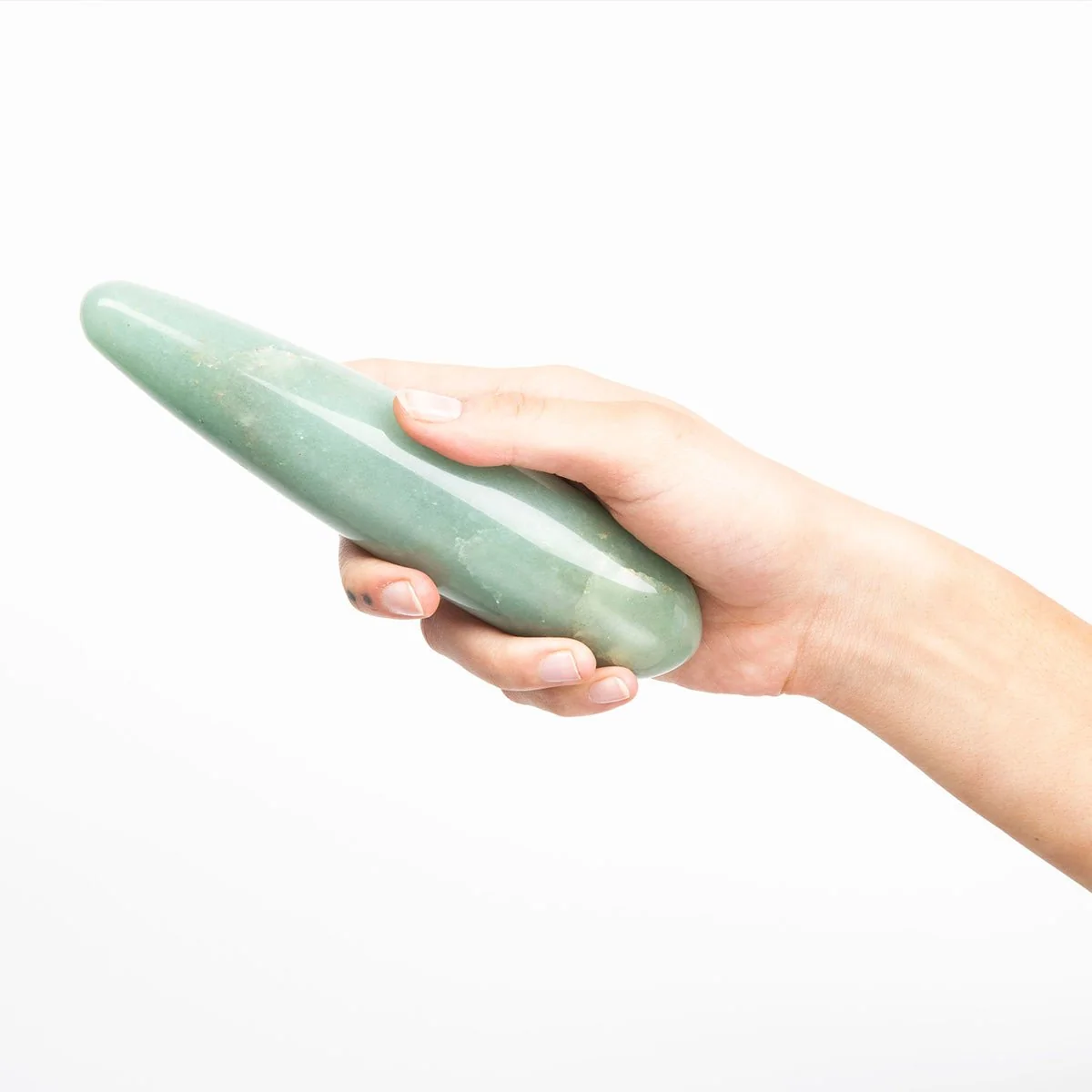 Indian Jade Crystal Dildo in Pure Green Aventurine