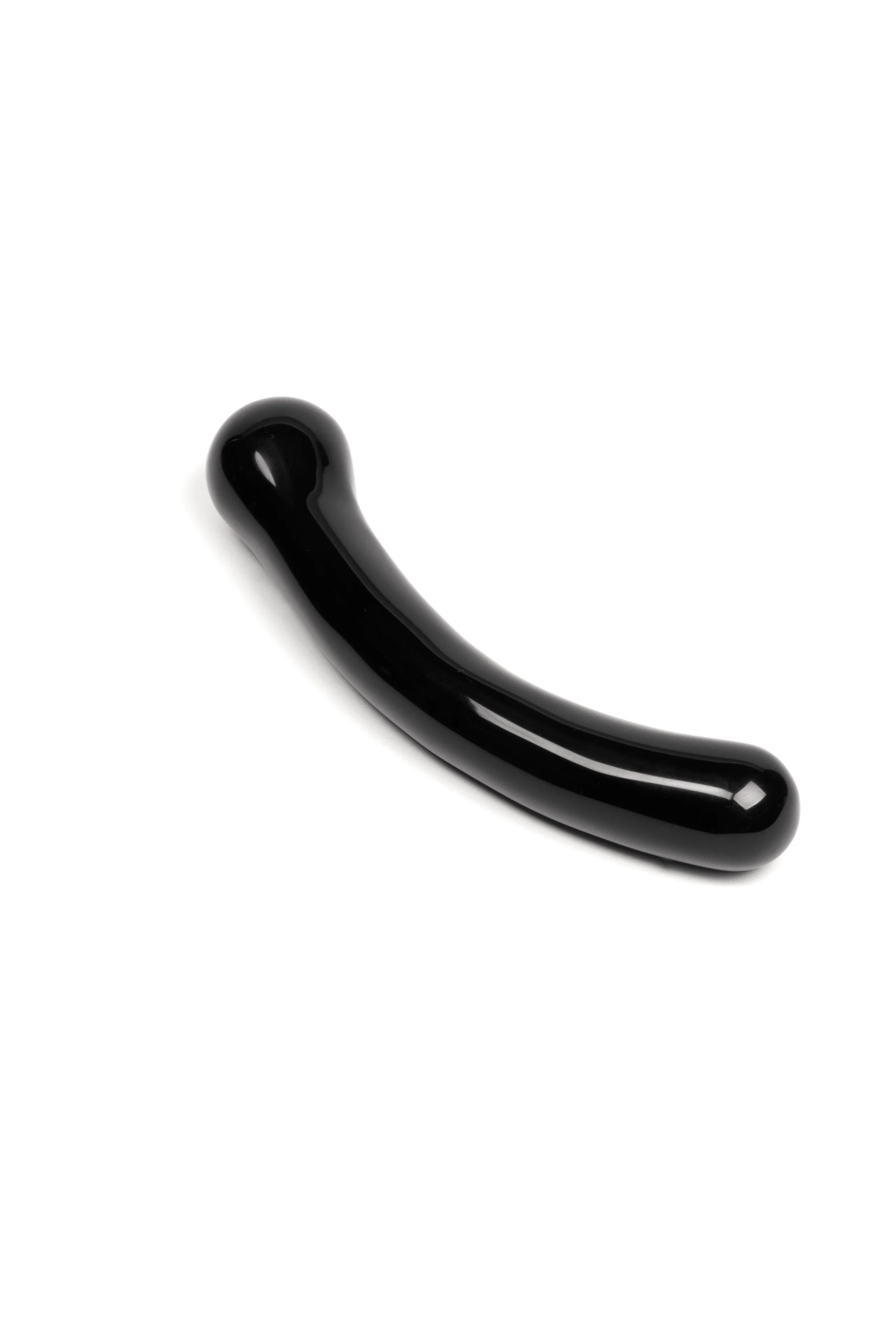 Curve Black Obsidian Crystal Dildo for G-Spot Play