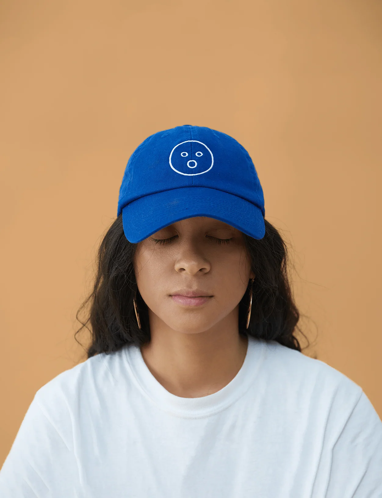 O-Face Hat: Unisex Royal Blue Cap with Embroidered Eroticon