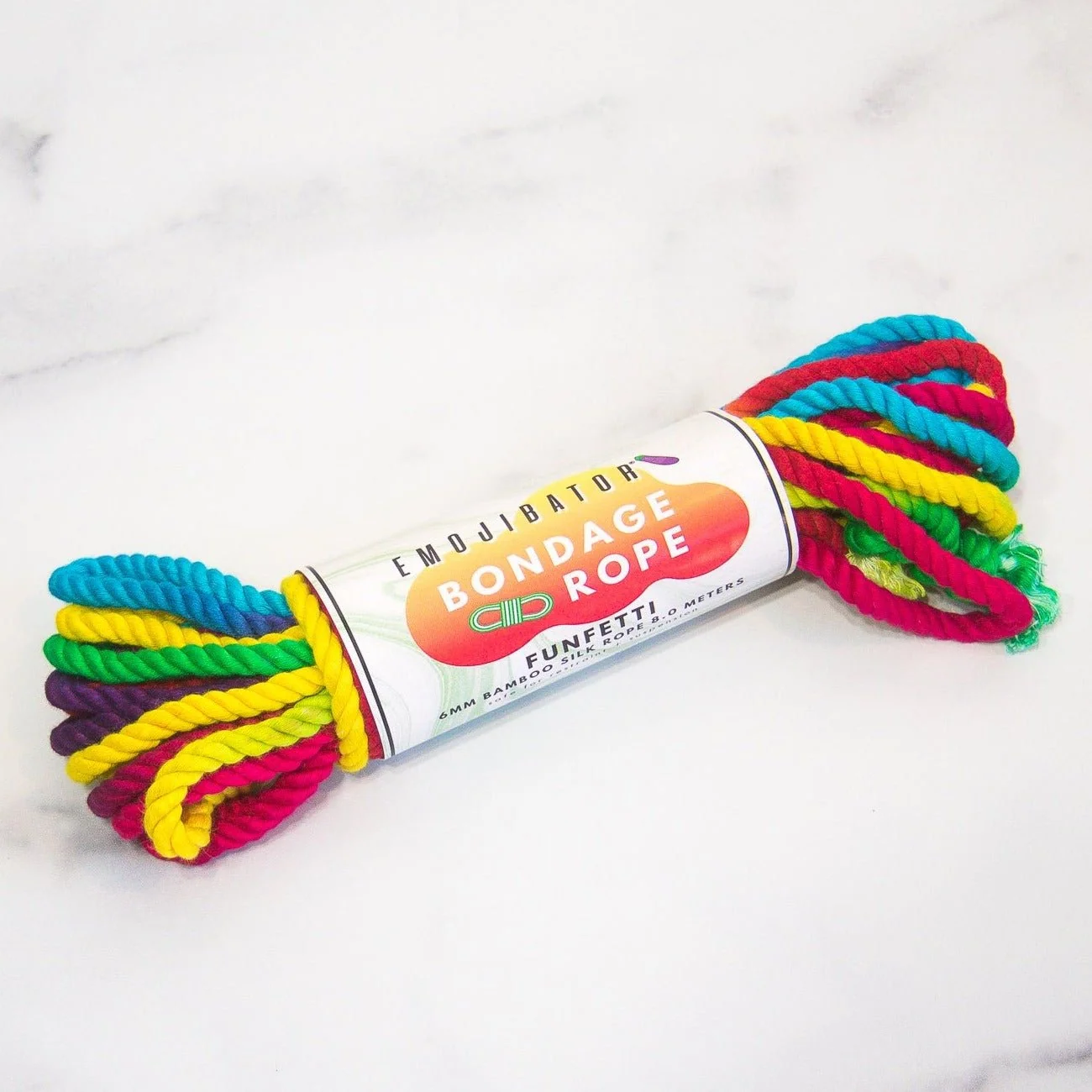 Funfetti Rainbow bondagerep i bambusilke, 11 meter